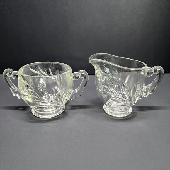Vintage Indiana Clear Glass Willow Pattern Creamer and Sugar Bowl SET - Picture 1 of 13
